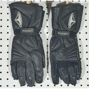 Teknic Mens Black Genuine Leather Gauntlet Motorcycle Gloves Padded Studded XL